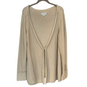 Avenue Shimmer Cardigan Open Front Knit Metallic Gold‎ Plus Size 14/16